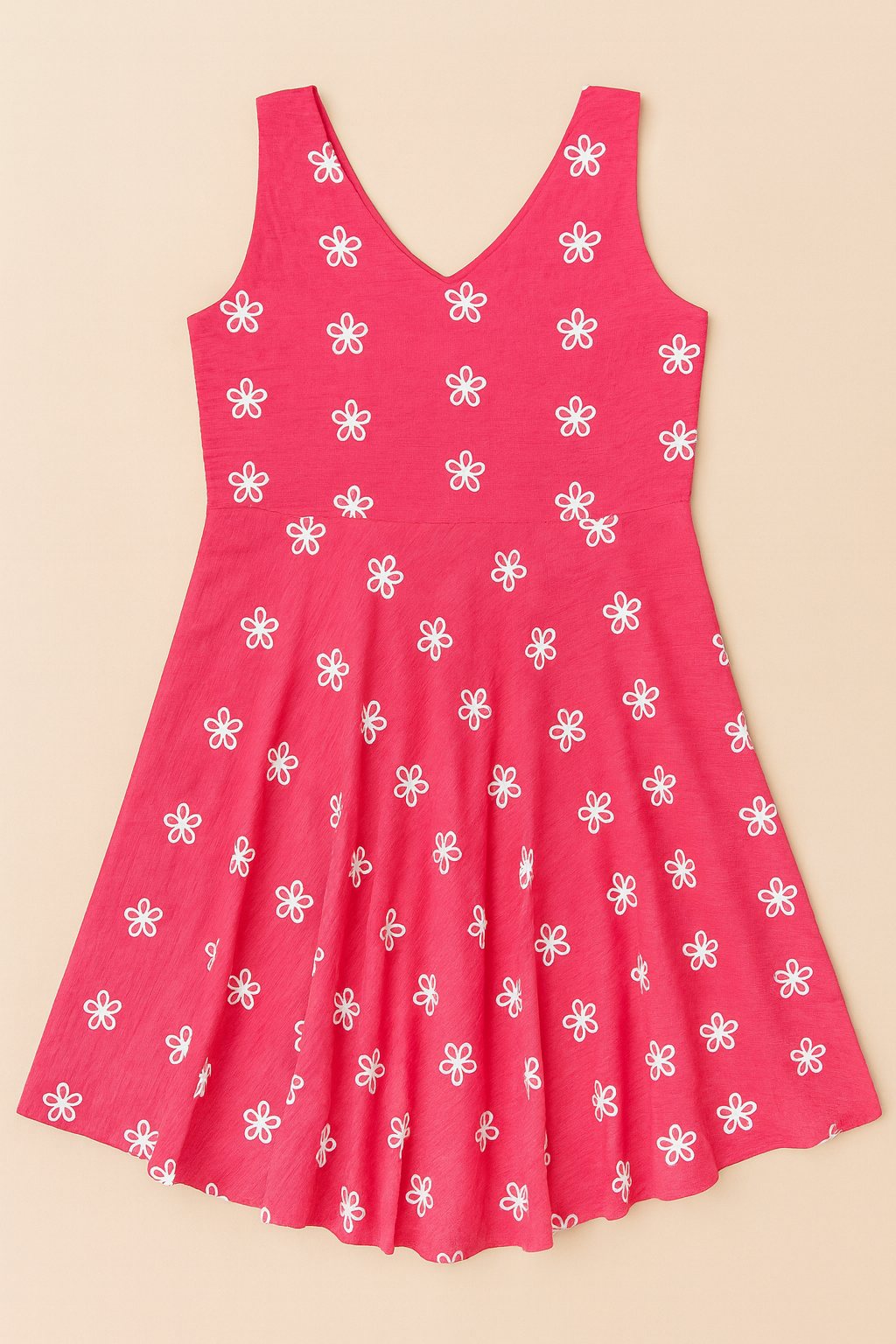 Linen Sleeveless Embroidered Dress