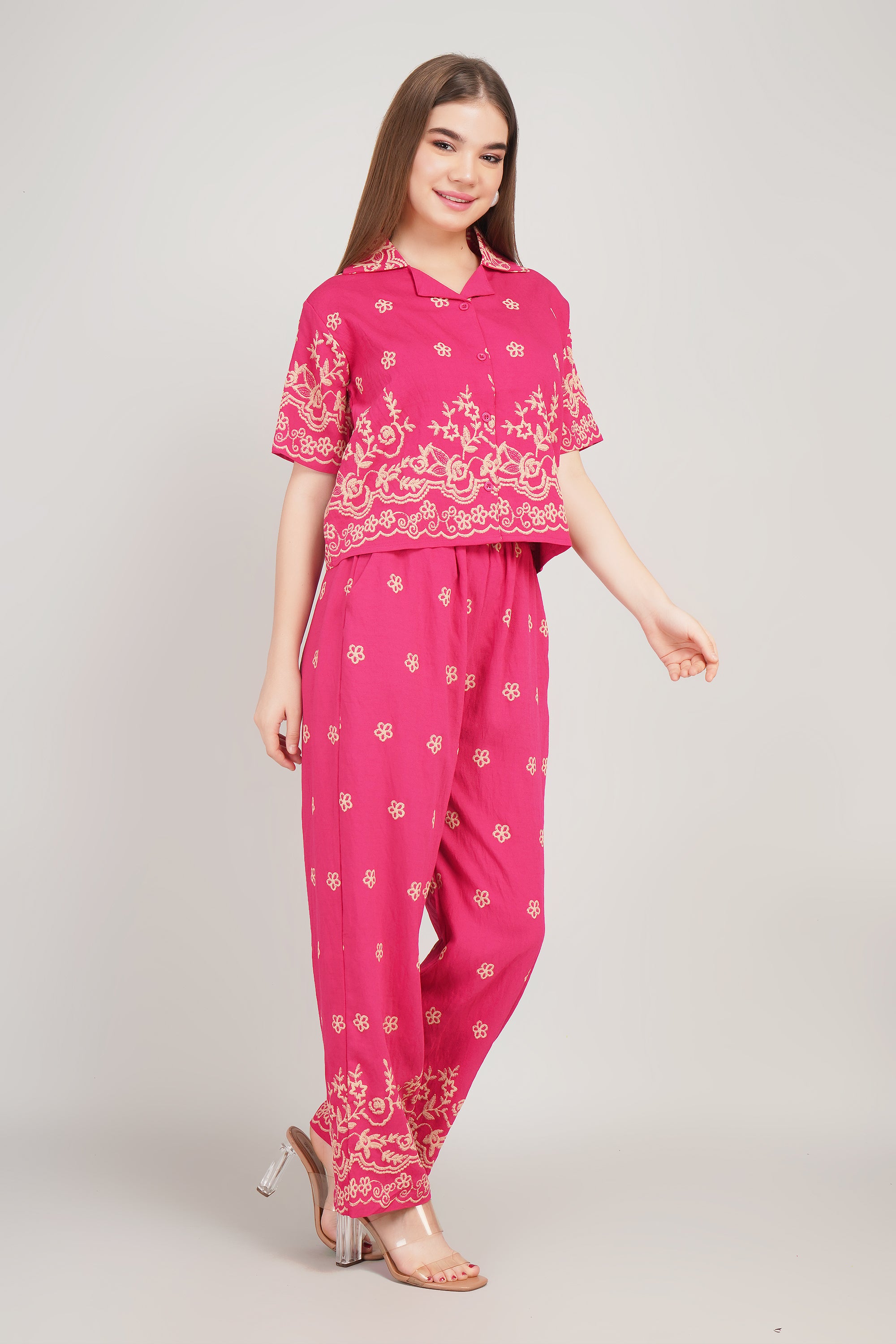 Cotton Co-ord Set with Khadi Border Print