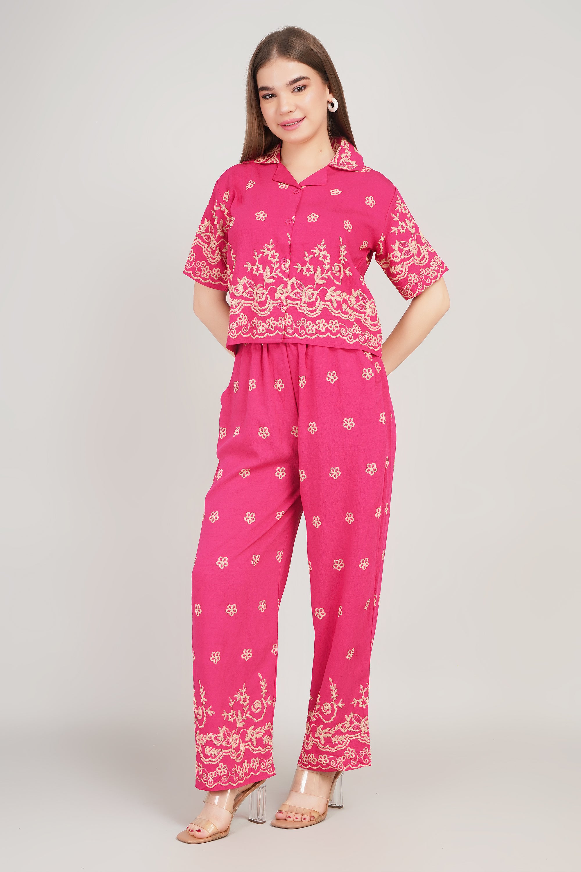 Cotton Co-ord Set with Khadi Border Print