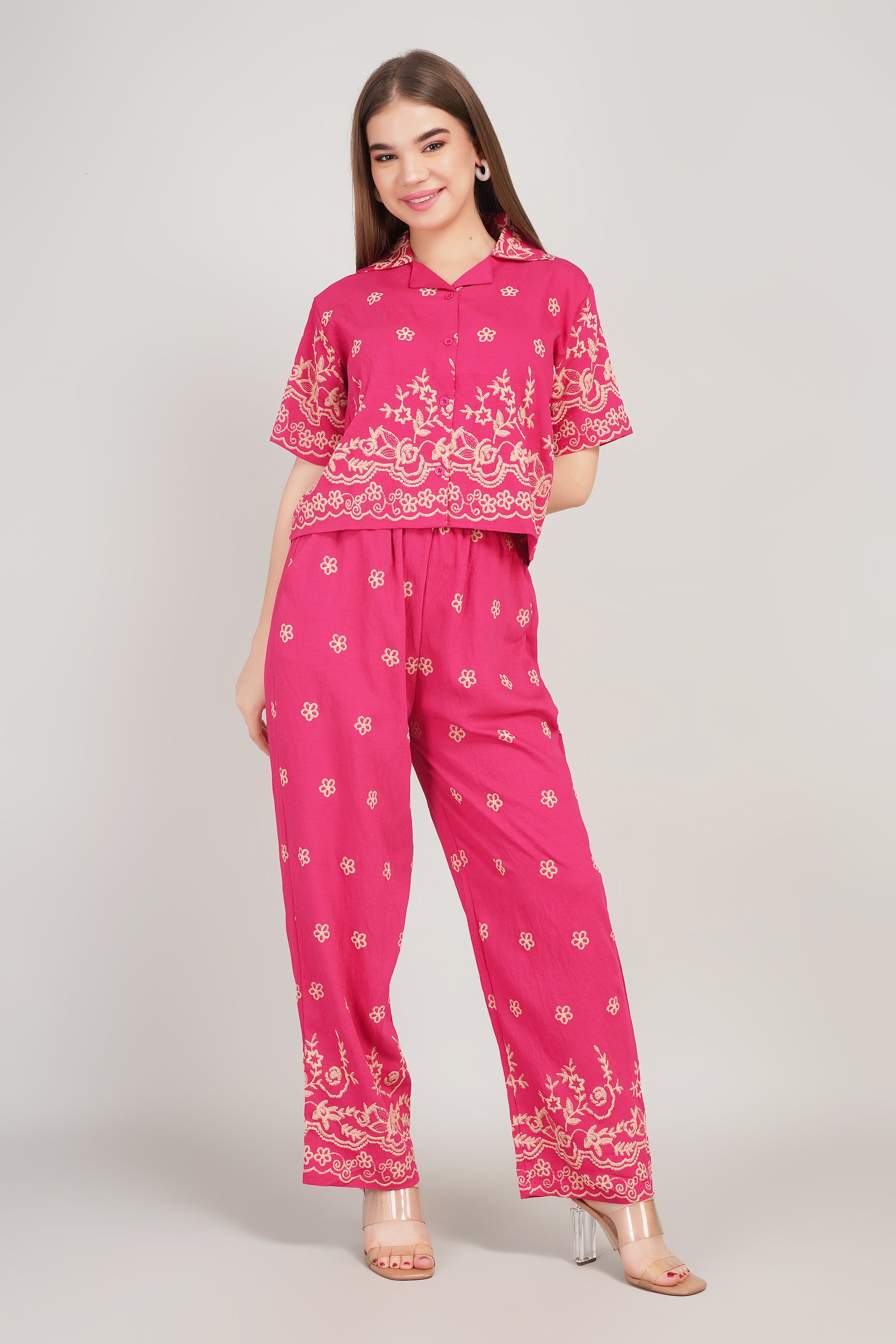 Cotton Co-ord Set with Khadi Border Print