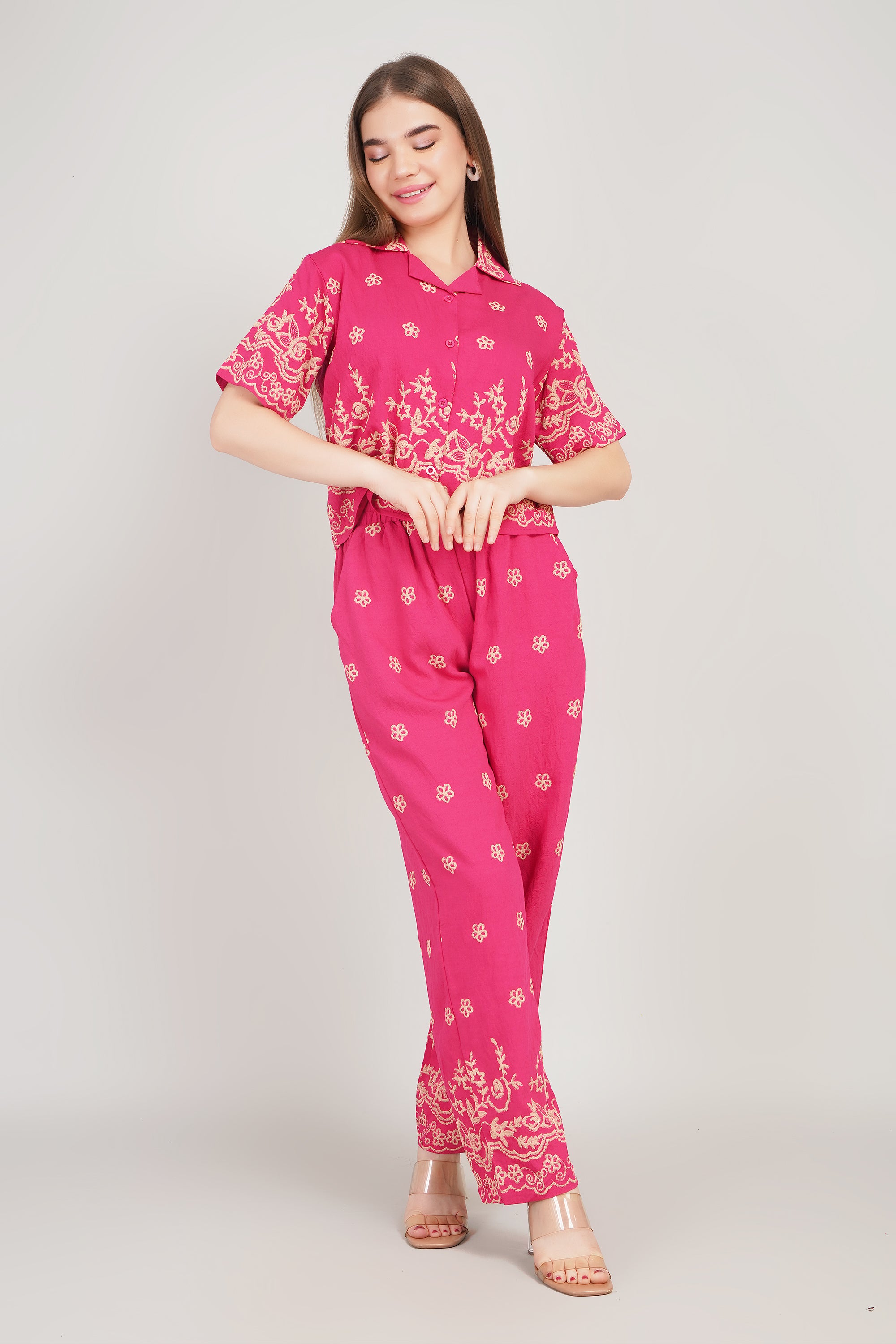 Cotton Co-ord Set with Khadi Border Print