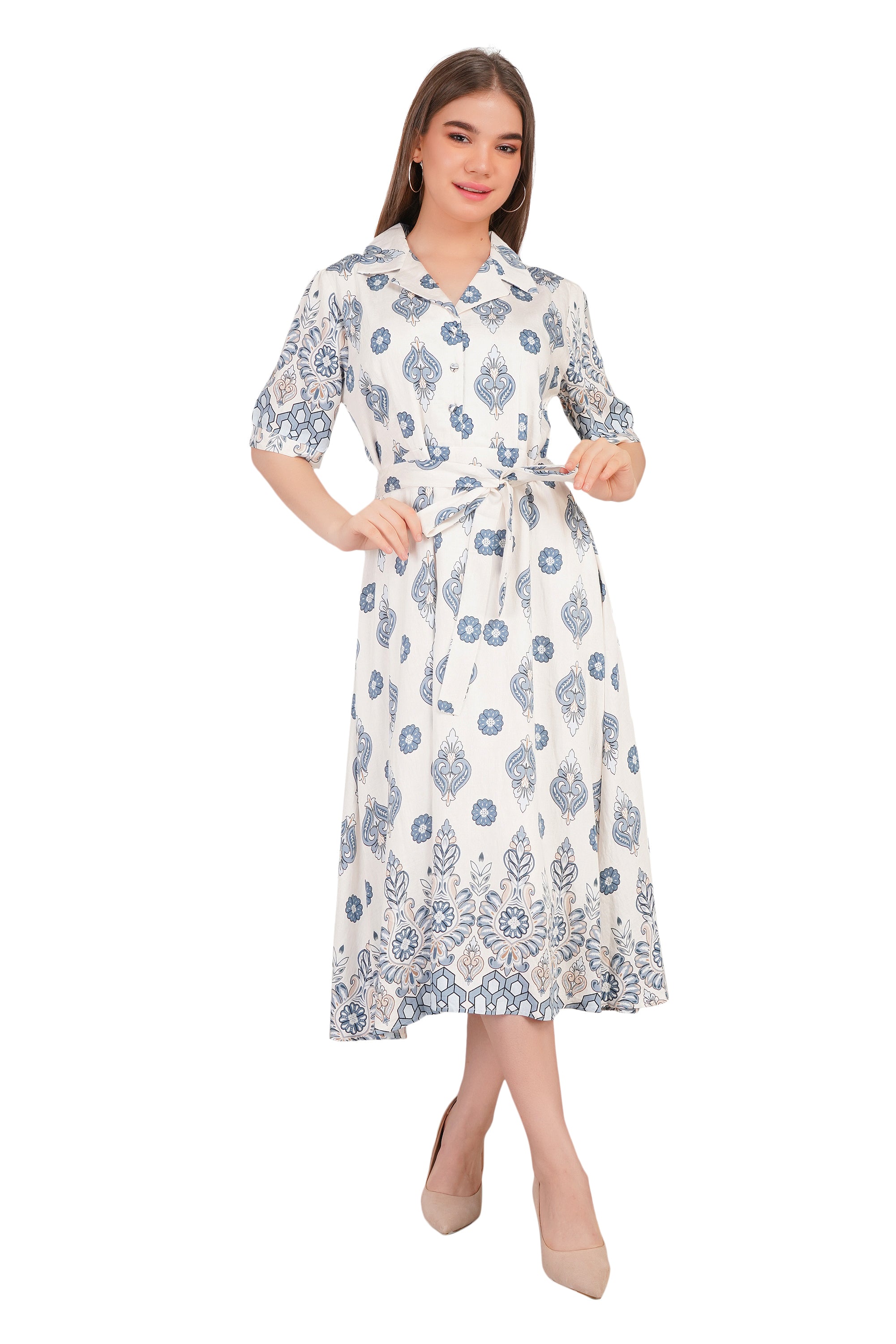 Cotton Kurti Style Border Print Dress
