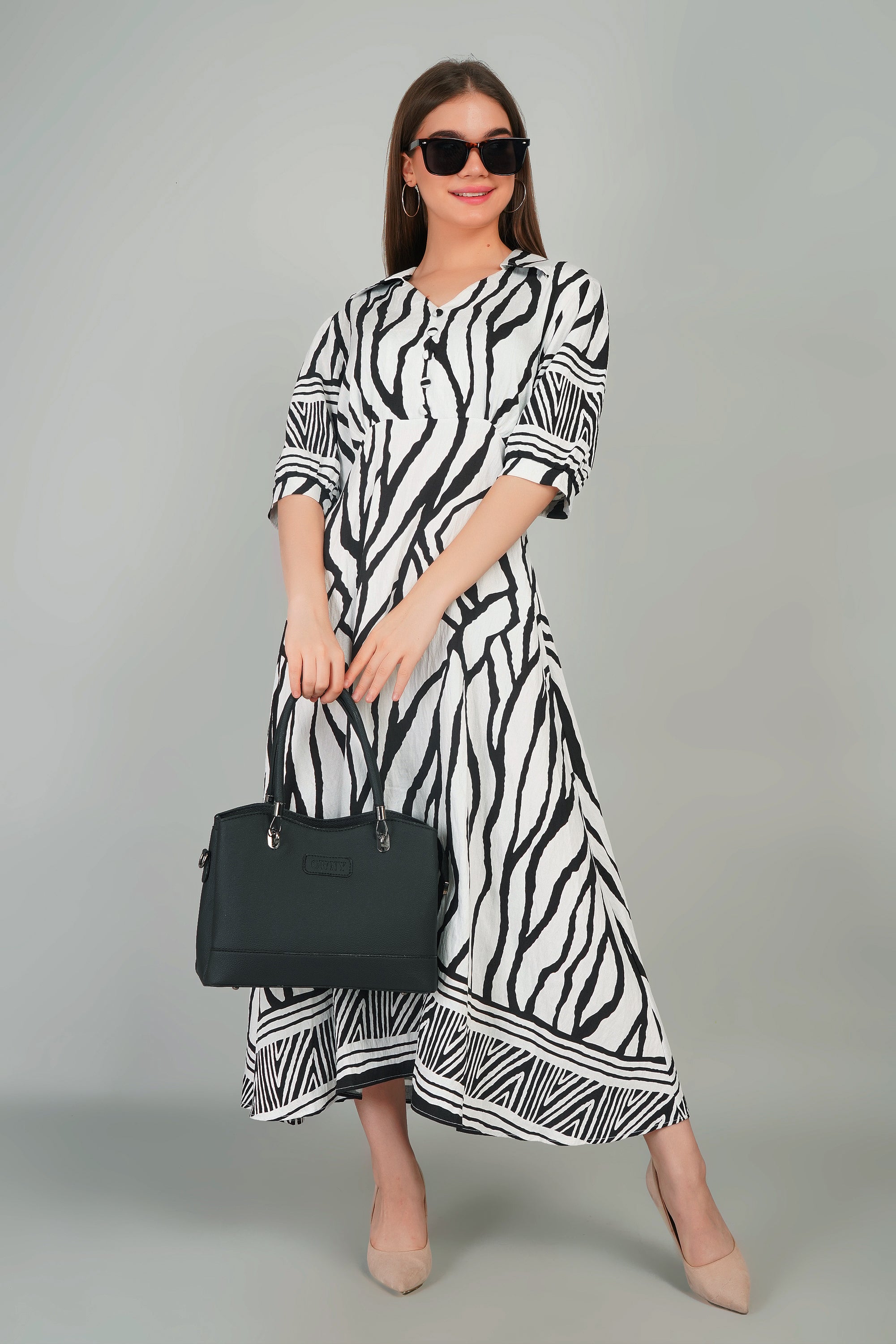 Cotton Kurti Style Border Print Dress