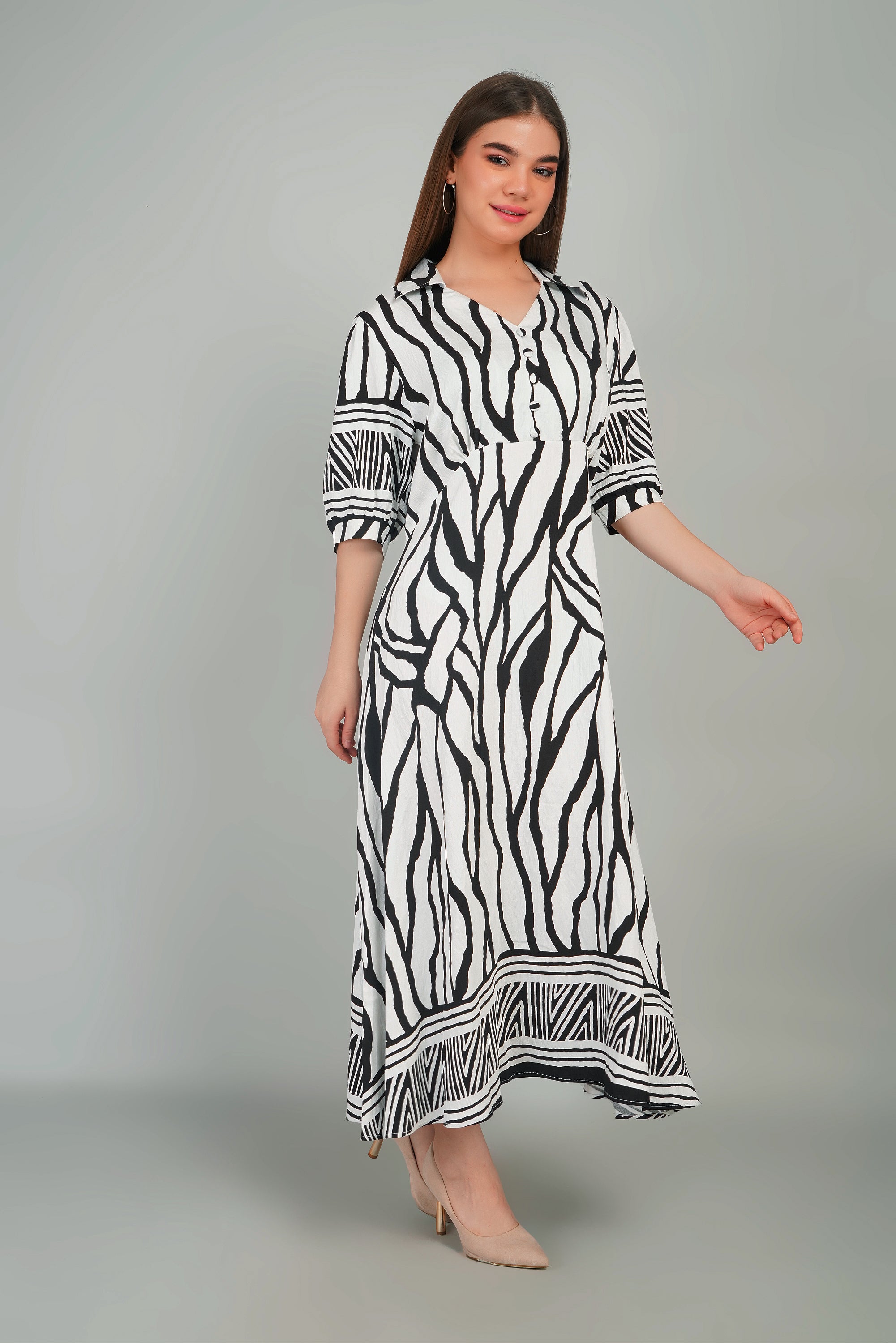 Cotton Kurti Style Border Print Dress