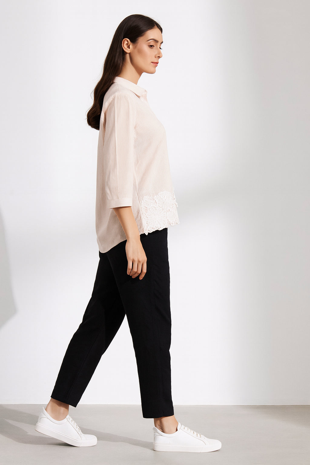 Cotton Shirt with Border Lace