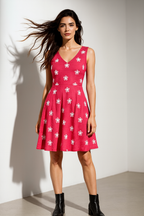 Linen Sleeveless Embroidered Dress