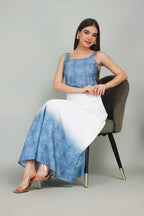 Two-Sided Shaded Long  Denim Dress