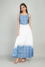 Two-Sided Shaded Long  Denim Dress