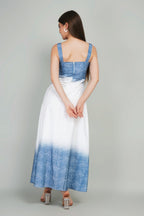 Two-Sided Shaded Long  Denim Dress