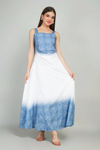 Two-Sided Shaded Long  Denim Dress