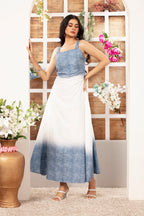 Two-Sided Shaded Long  Denim Dress