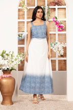 Two-Sided Shaded Long  Denim Dress