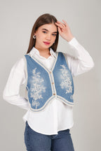 Denim Embroidered Jacket with Shirt