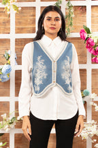 Denim Embroidered Jacket with Shirt