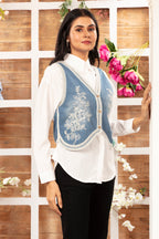 Denim Embroidered Jacket with Shirt
