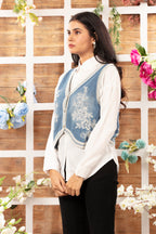 Denim Embroidered Jacket with Shirt
