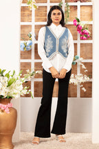 Denim Embroidered Jacket with Shirt