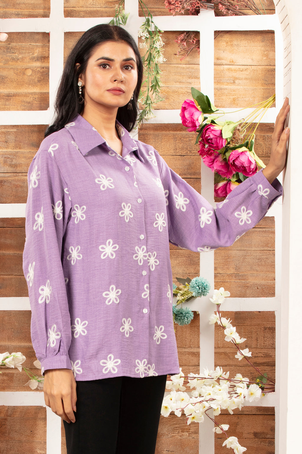Linen Cotton Embroidered Top