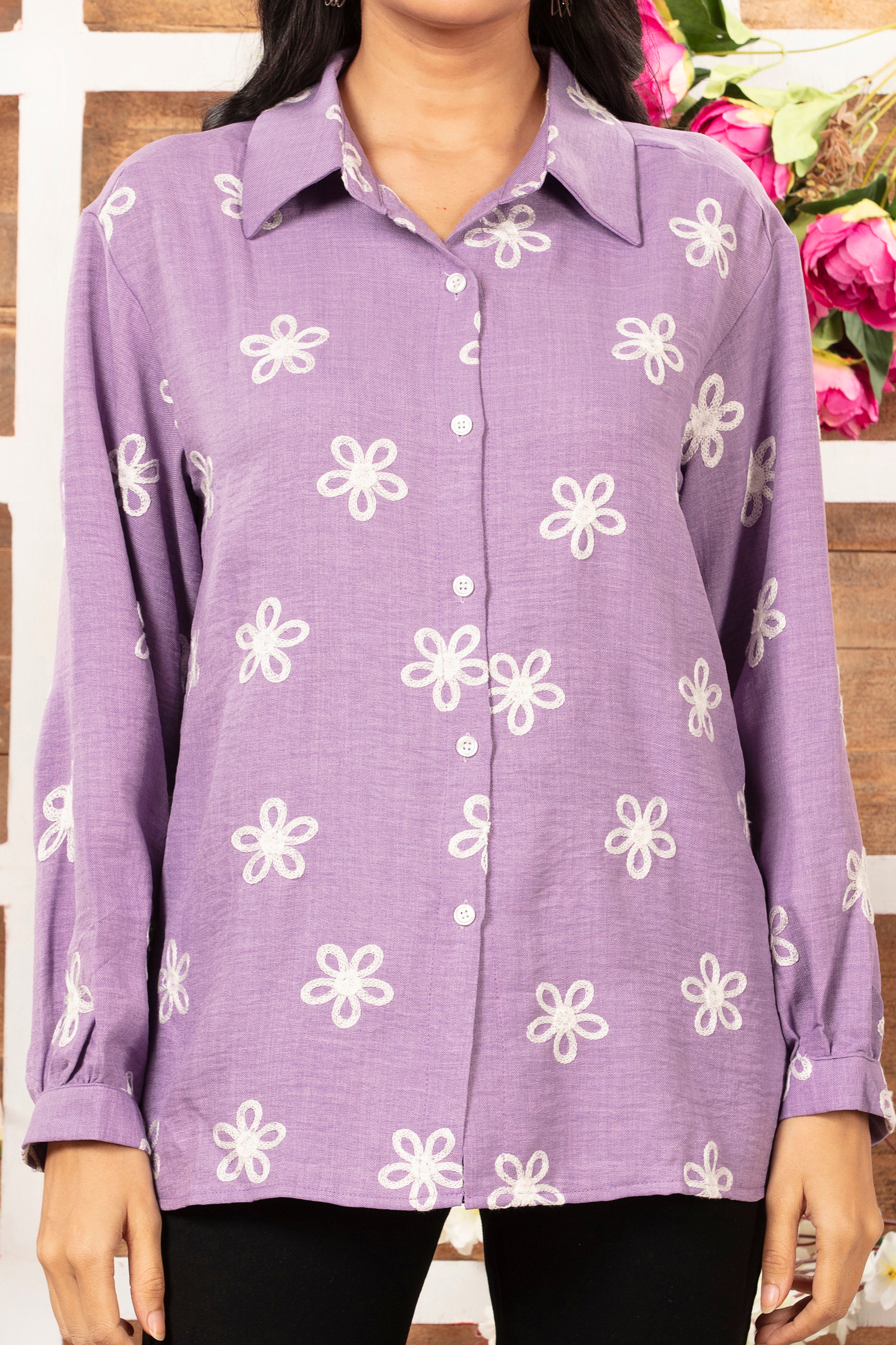 Linen Cotton Embroidered Top