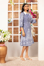Denim Dress with Khadi Print