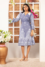 Denim Dress with Khadi Print