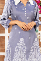 Denim Dress with Khadi Print