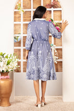 Denim Dress with Khadi Print