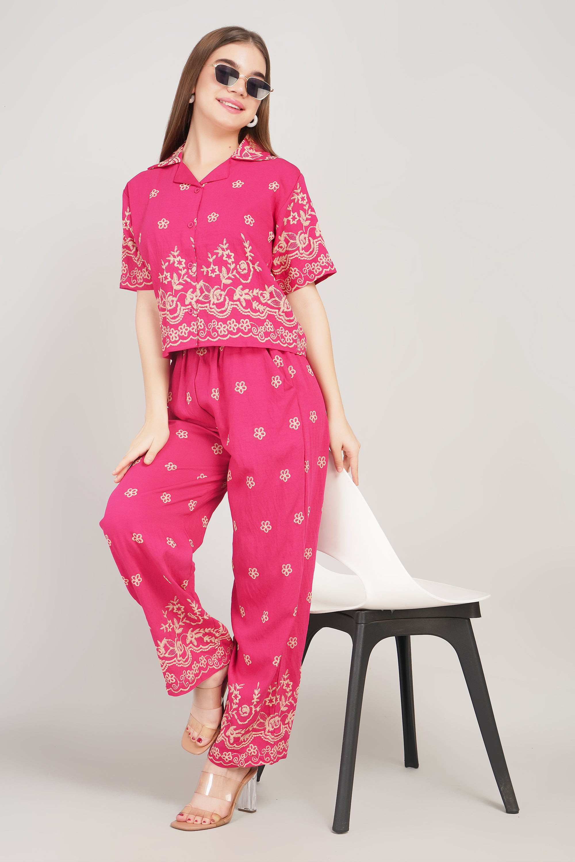 Cotton Co-ord Set with Khadi Border Print