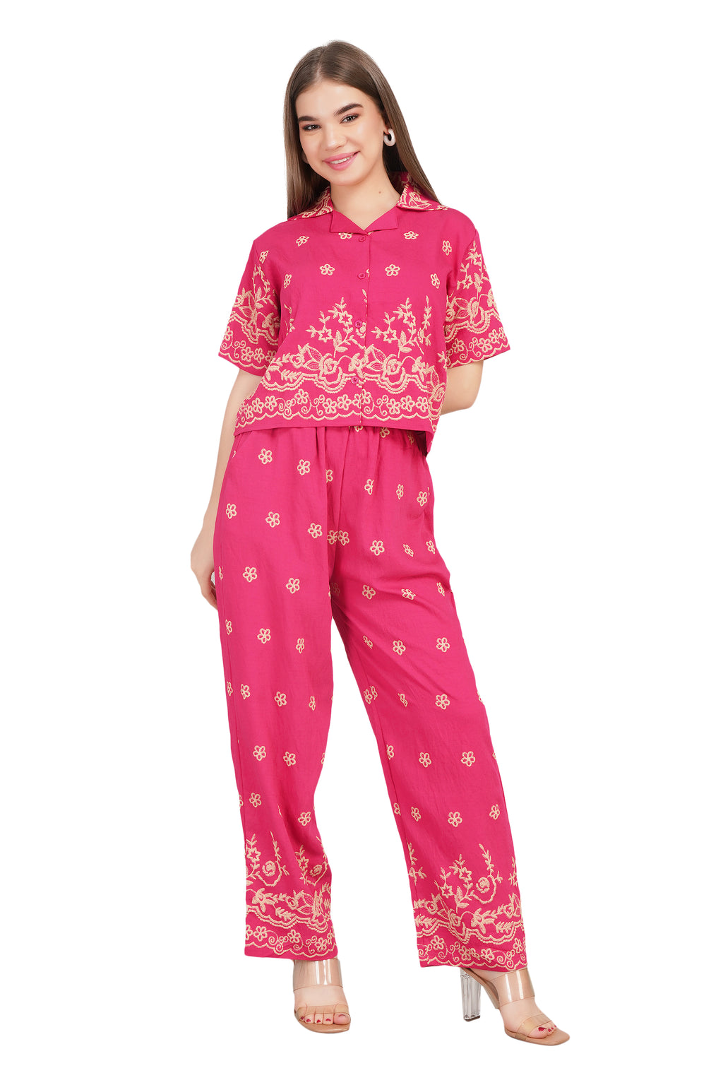 Cotton Co-ord Set with Khadi Border Print