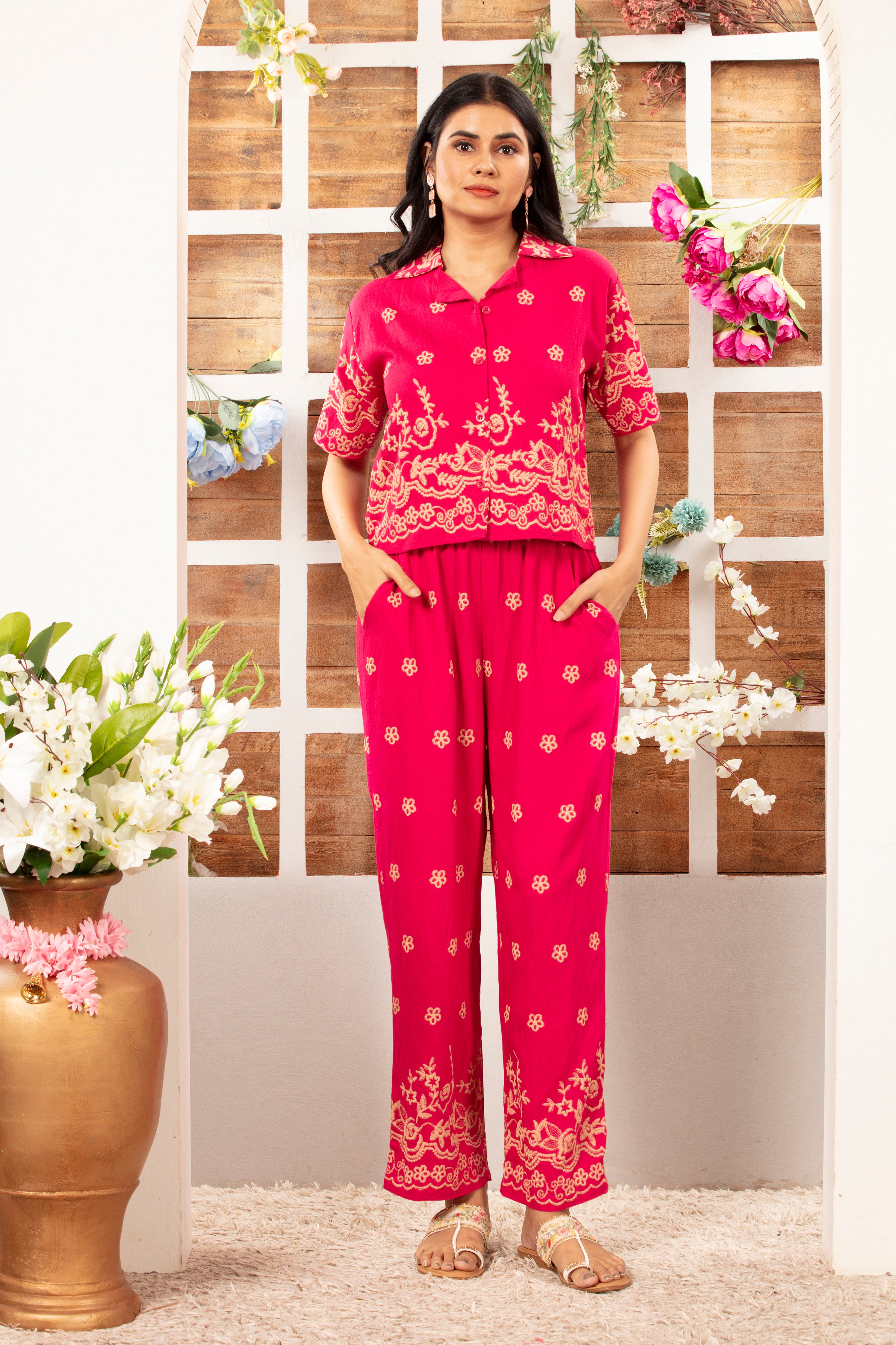 Cotton Co-ord Set with Khadi Border Print
