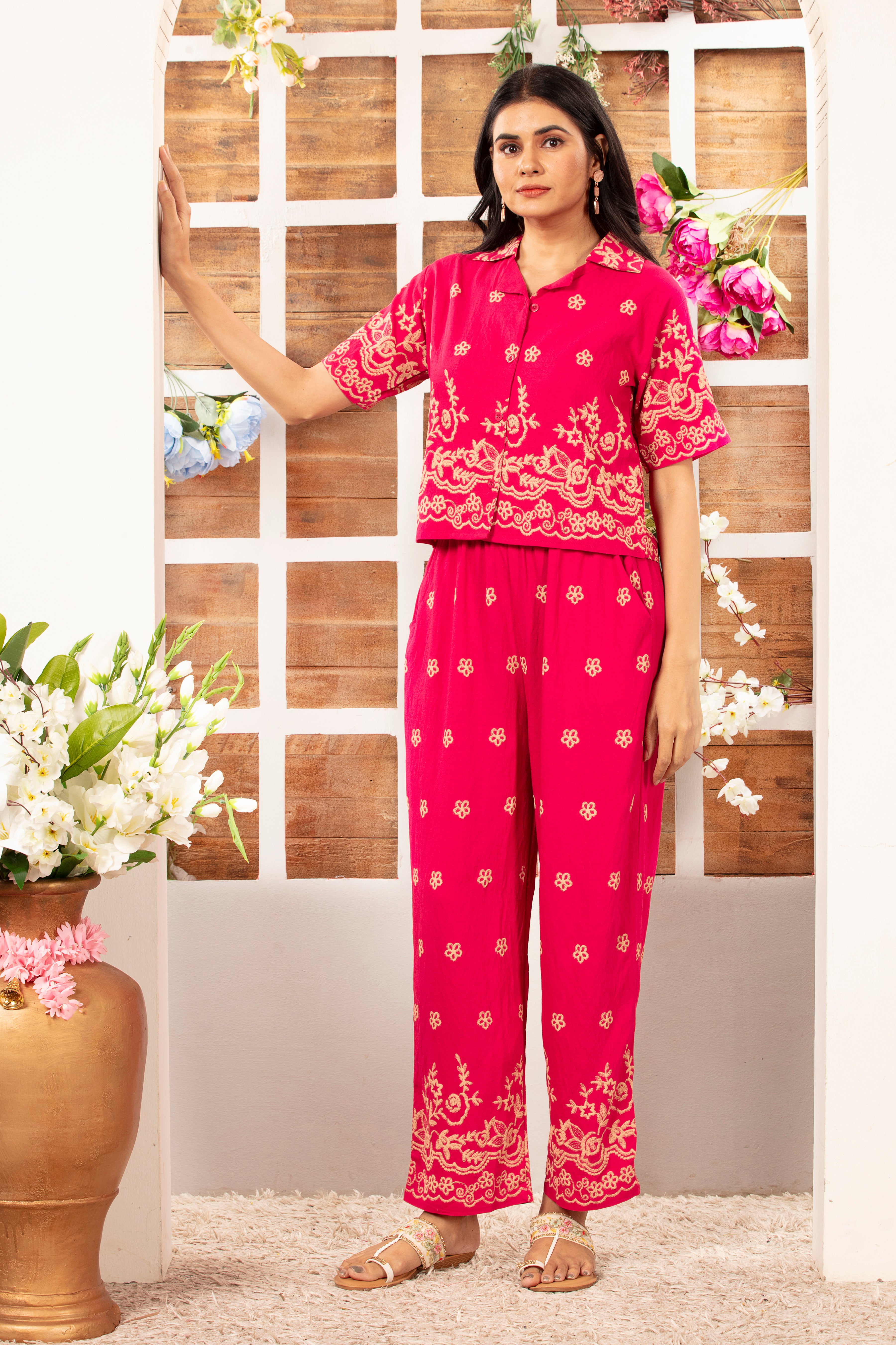 Cotton Co-ord Set with Khadi Border Print