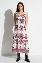 Cotton Sleeveless Dress with Border Print