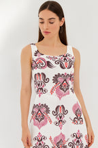 Cotton Sleeveless Dress with Border Print