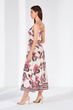 Cotton Sleeveless Dress with Border Print