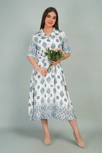 Cotton Kurti Style Border Print Dress