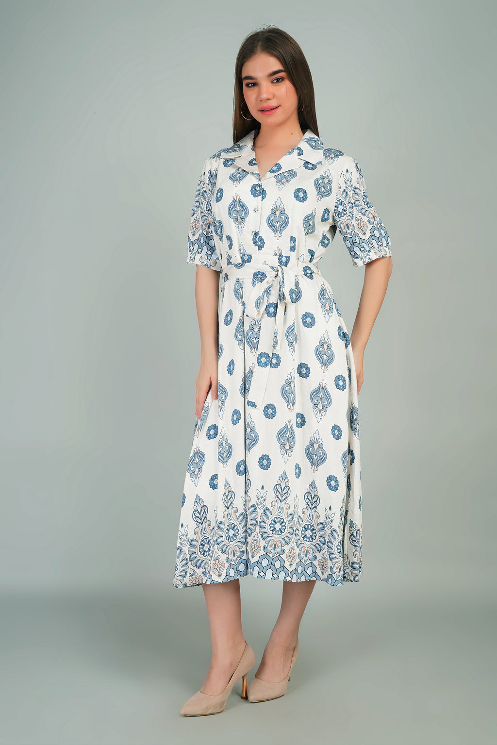 Cotton Kurti Style Border Print Dress