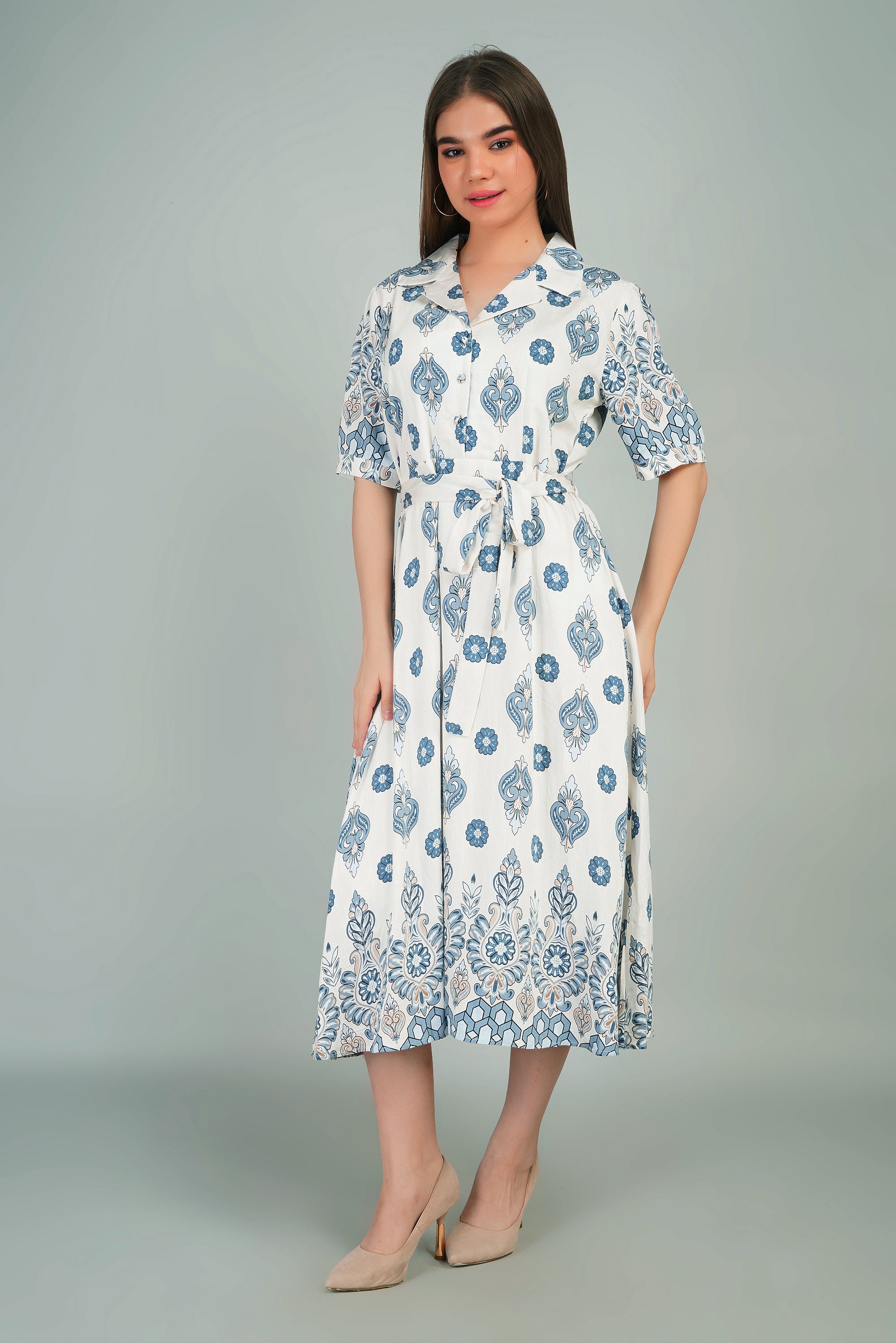 Cotton Kurti Style Border Print Dress