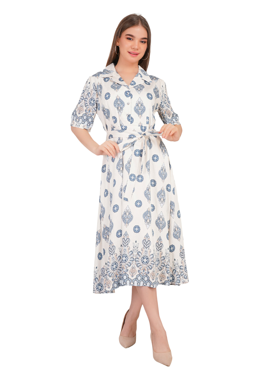 Cotton Kurti Style Border Print Dress