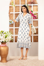 Cotton Kurti Style Border Print Dress