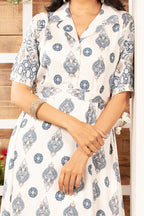 Cotton Kurti Style Border Print Dress