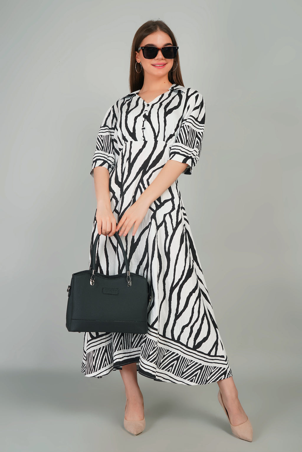 Cotton Kurti Style Border Print Dress