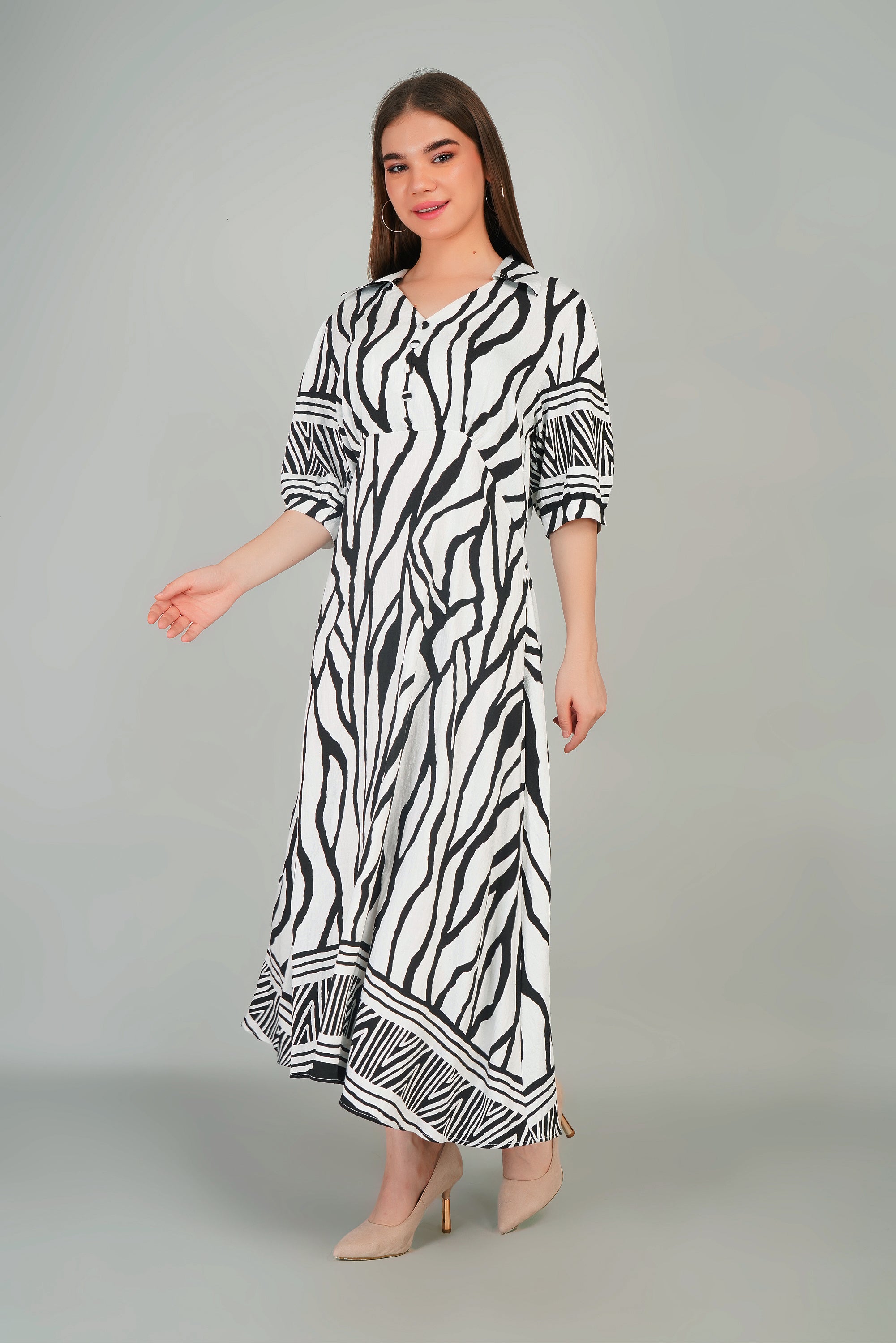 Cotton Kurti Style Border Print Dress