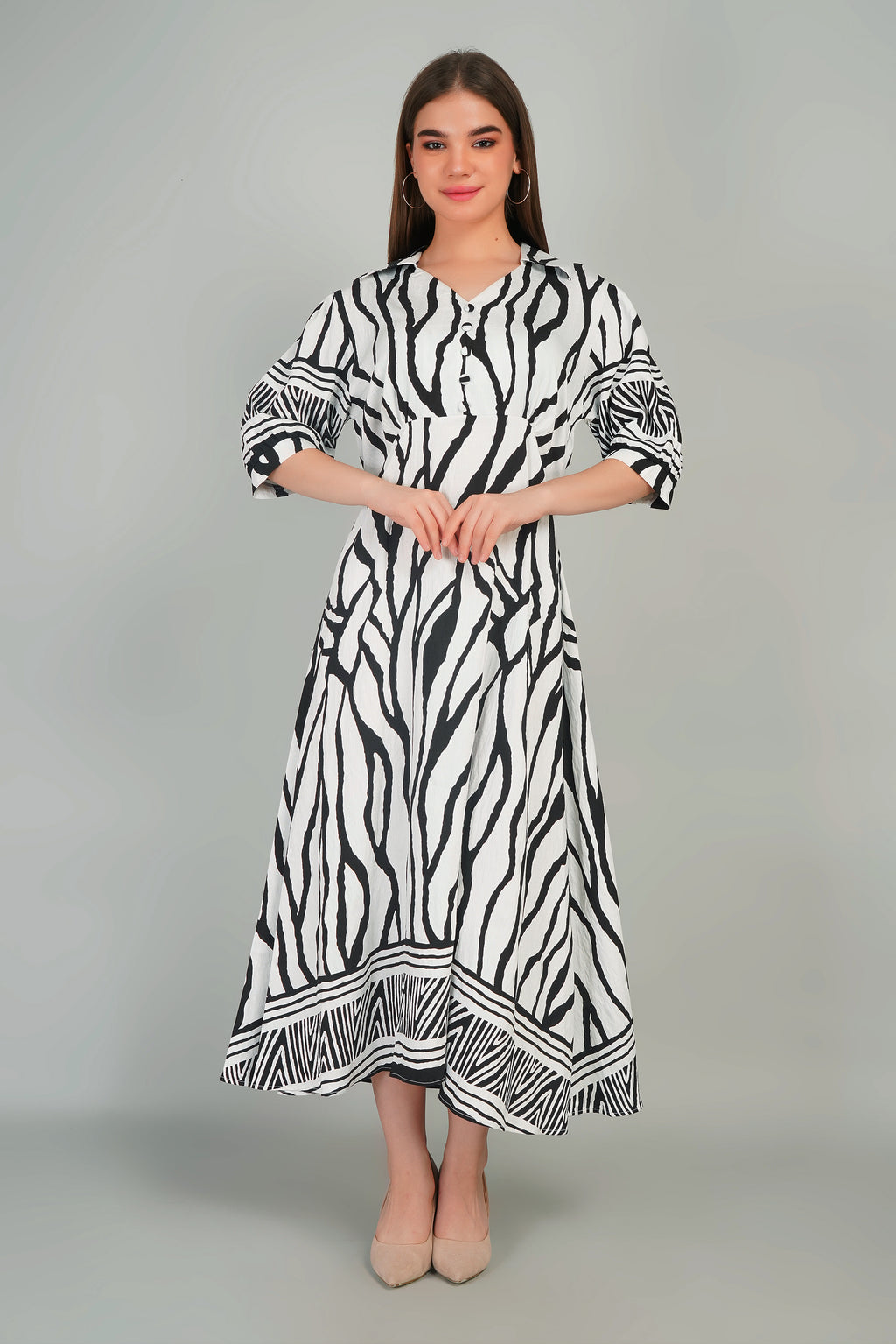 Cotton Kurti Style Border Print Dress