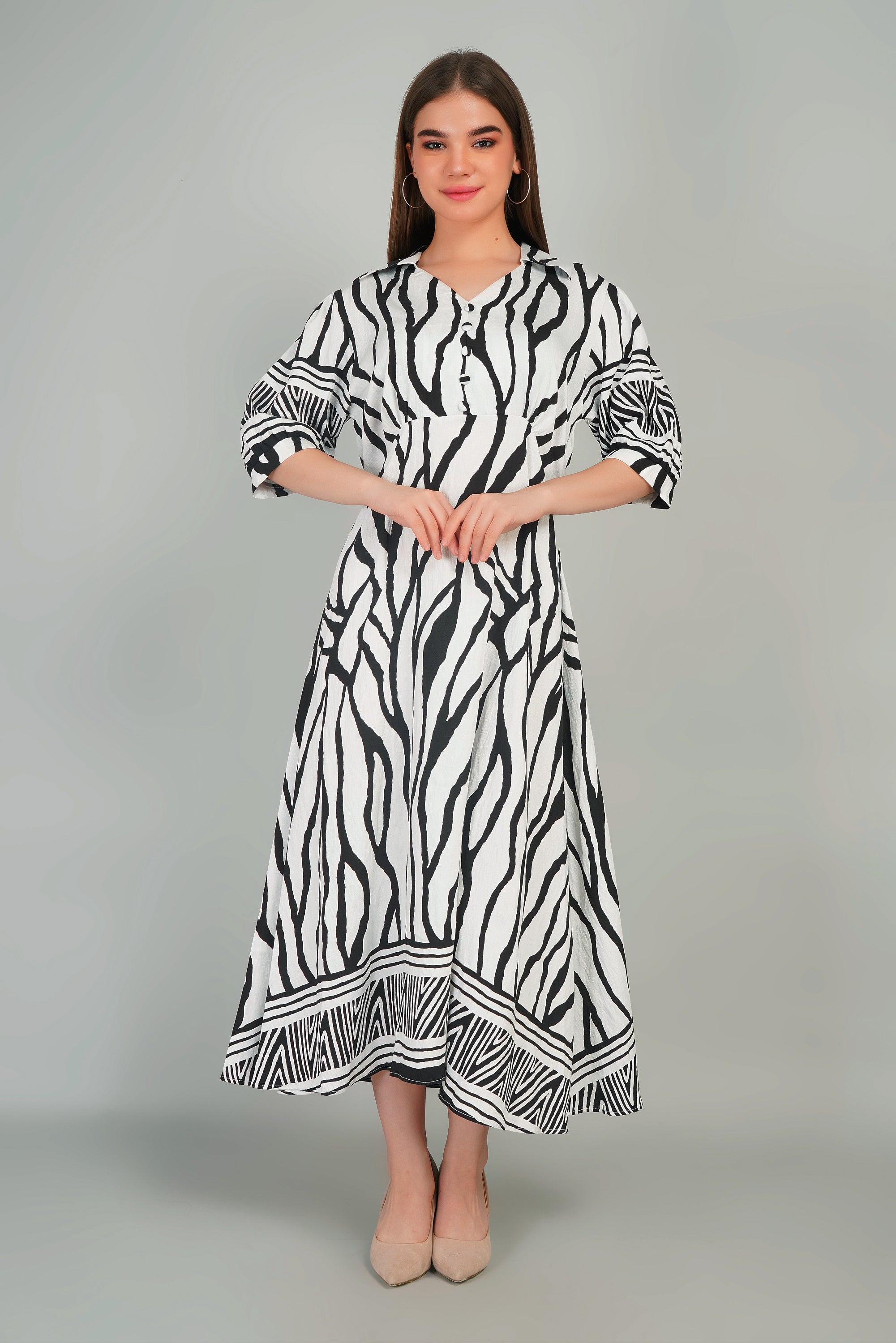 Cotton Kurti Style Border Print Dress