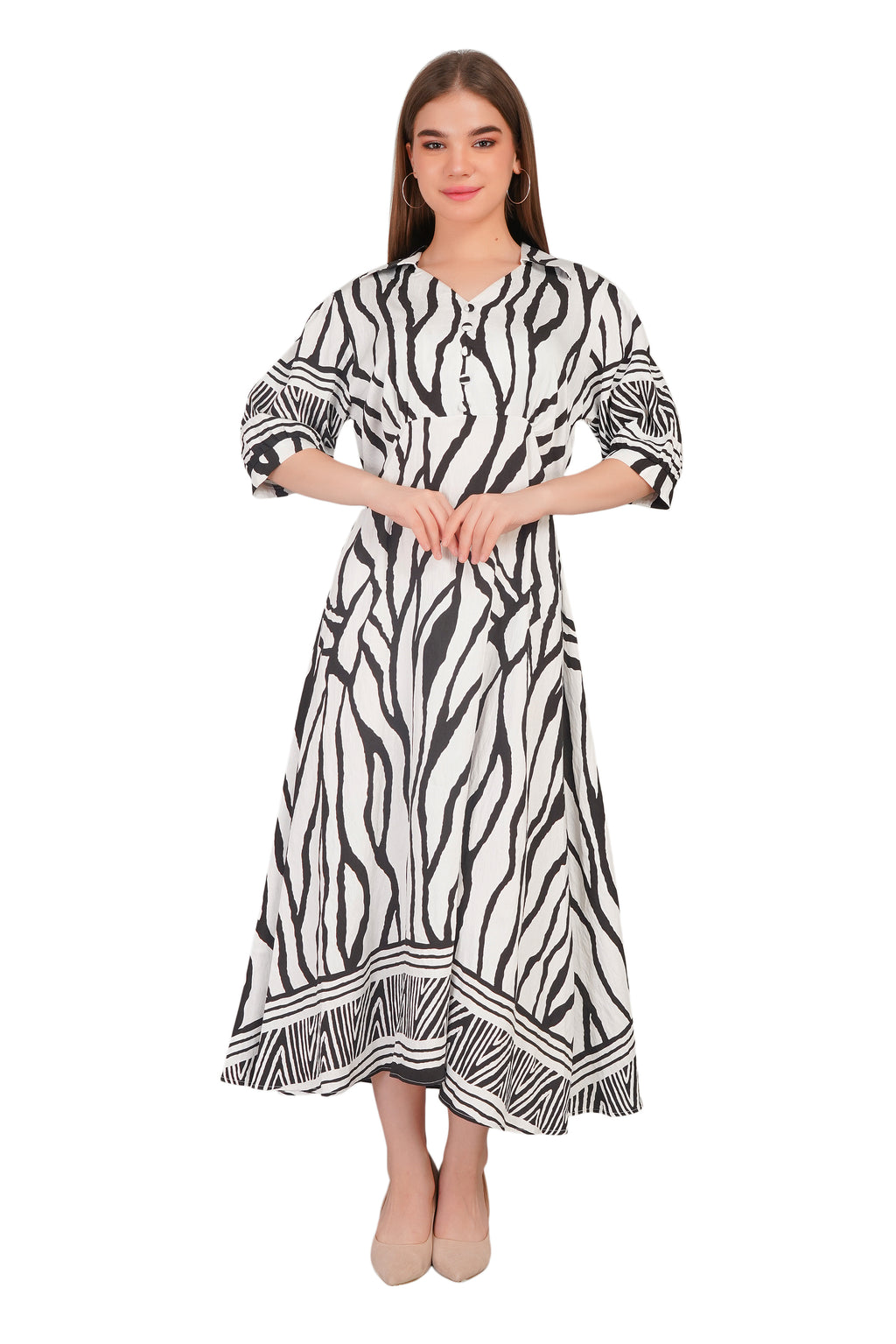 Cotton Kurti Style Border Print Dress
