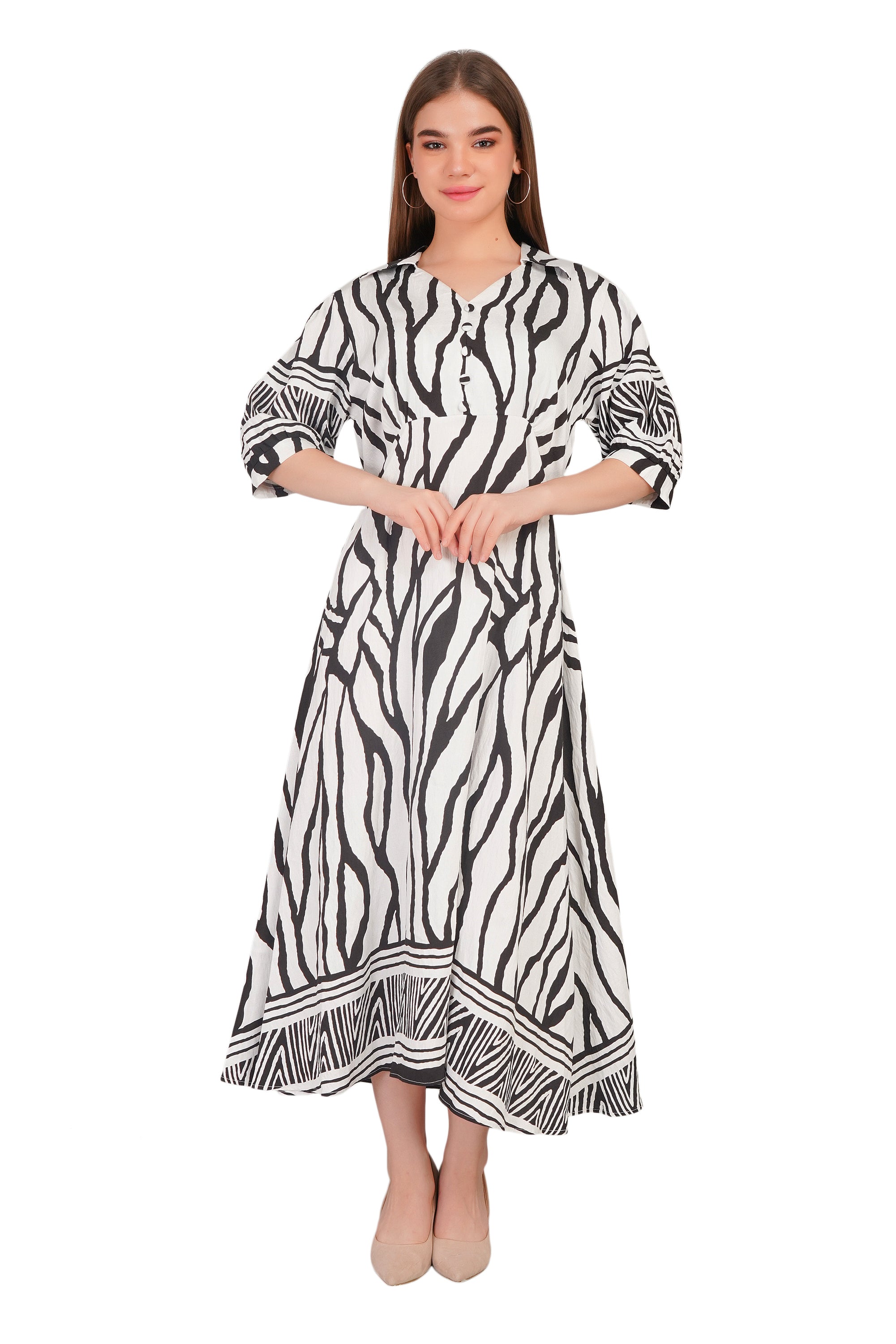 Cotton Kurti Style Border Print Dress