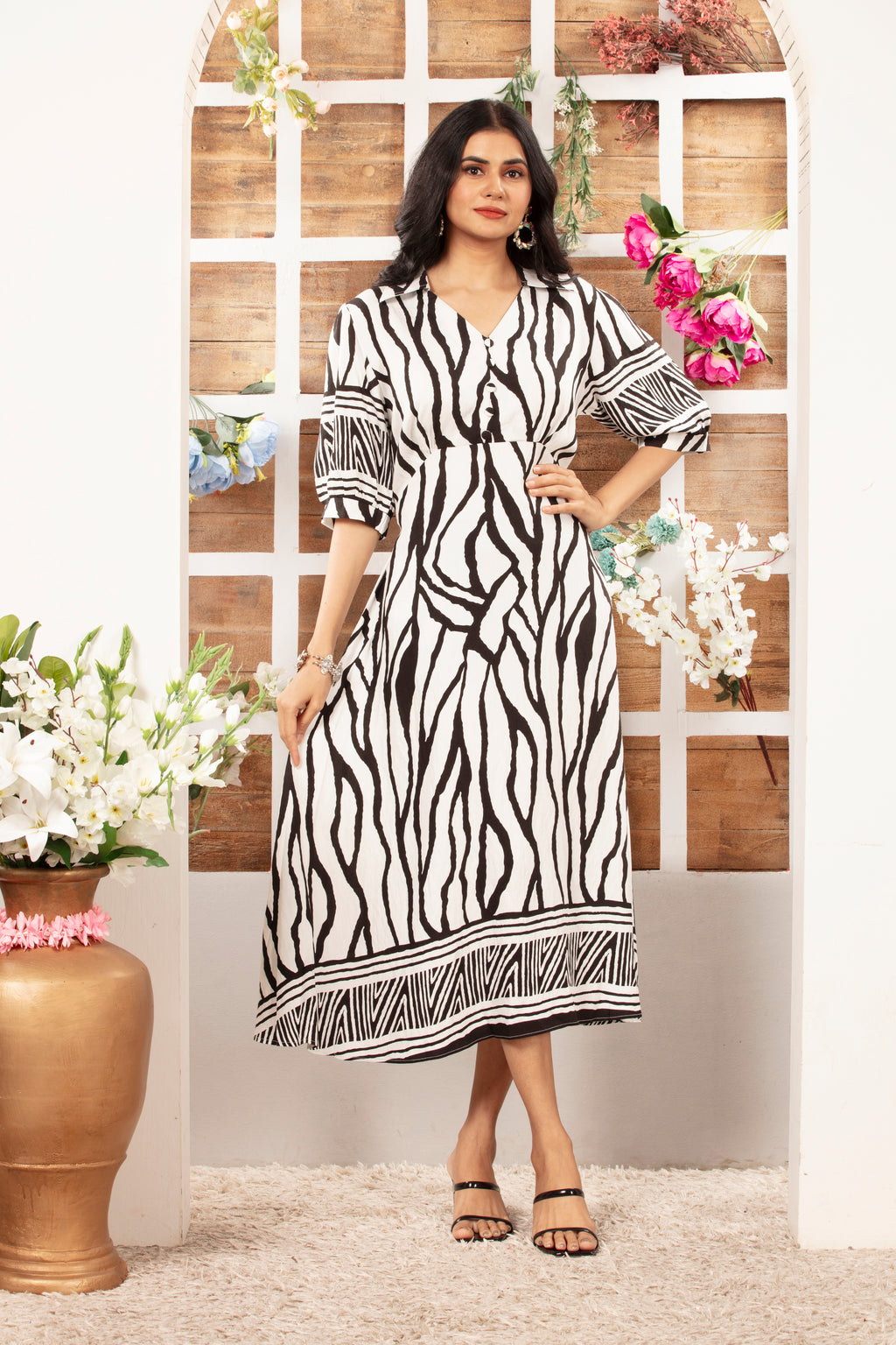 Cotton Kurti Style Border Print Dress