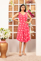 Linen Sleeveless Embroidered Dress