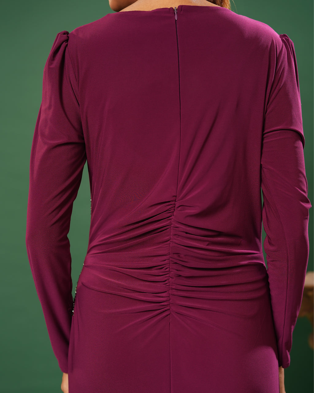 Full Sleeve V Neck Fit & Flare Long Partywear Gown Bodycon  Plus Size Long Dress Burgundy