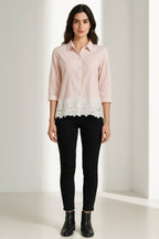 Cotton Shirt with Border Lace